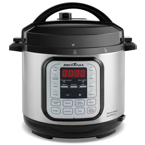 Panela Elétrica de Pressão Britânia BPP02G com Revestimento Gold 5L – Preta/Inox 110V