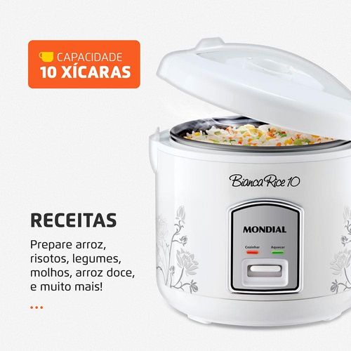 Panela Elétrica de Arroz Mondial Bianca Rice PE-10 10 Xícaras - Branca 110V