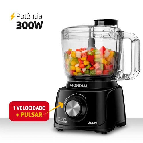 Mini Processador de Alimentos Mondial Turbo Pratic MP-16 300W - Preto 110v