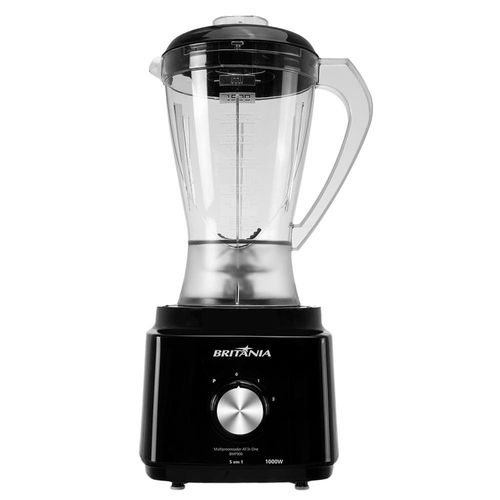 Multiprocessador de Alimentos Britânia Turbo 5 em 1 BMP900P com 2 Velocidades + Pulsar 1000 W - Preto 110v