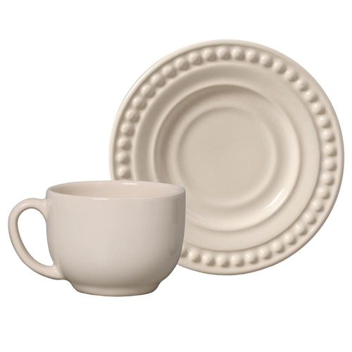 Conjunto de Xícaras para Chá Porto Brasil Atenas com Pires em Faiança Feldspática 161ml - 6 Peças