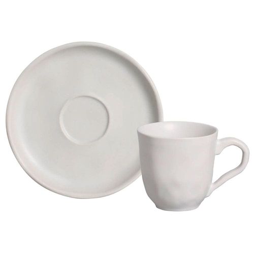 Conjunto com 6 Xícaras e Pires para Café Porto Brasil Bio Vit em Stoneware Cinza - 120 ml