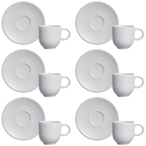 Conjunto com 6 Xícaras e Pires para Café Porto Brasil Coup Vit em Stoneware Cinza - 97 ml