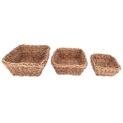 Conjunto de Cestas em Fibra Natural L`Hermitage 23371 Retangulares – 3 Peças