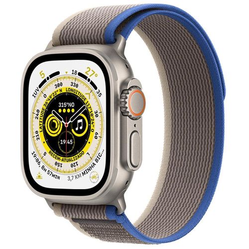Apple Watch Ultra GPS + Cellular Caixa de Titânio 49 mm Pulseira Loop Trail Azul/Cinza - P/M