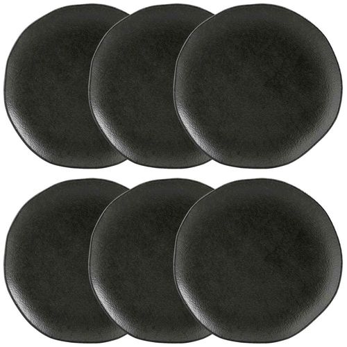 Conjunto com 6 Pratos de Sobremesa Porto Brasil Orgânico Carbon em Stoneware 19,1cm – Preto