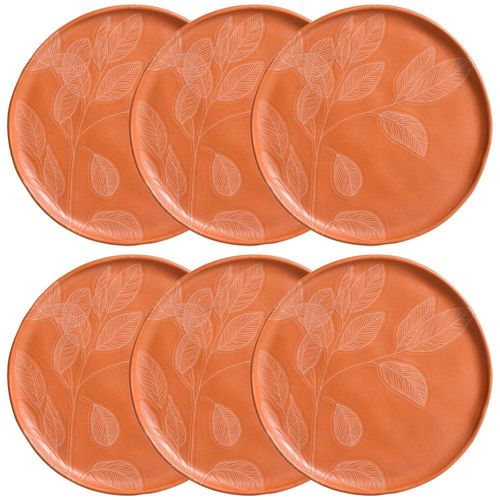 Conjunto com 6 Pratos de Sobremesa Porto Brasil Bio Agreste em Stoneware 21,5cm – Laranja