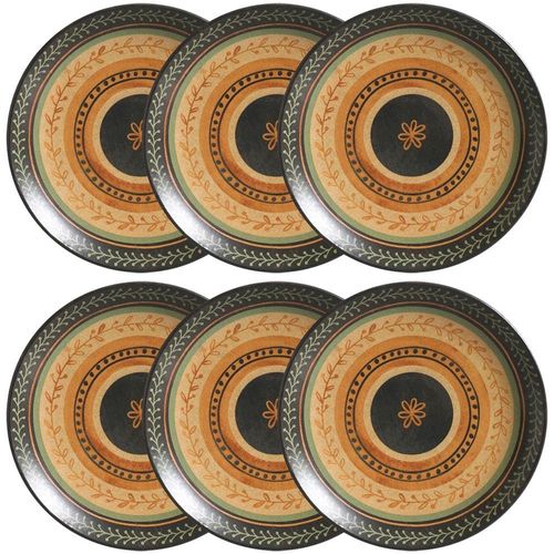 Conjunto com 6 Pratos de Sobremesa Porto Brasil Coup Oliva em Cerâmica Feldspática 20,5cm - Off-White