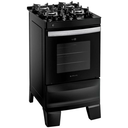 Fogão Atlas 4 Bocas Agile Up Glass com Mesa de Vidro e Acendimento Automático Bivolt - Preto