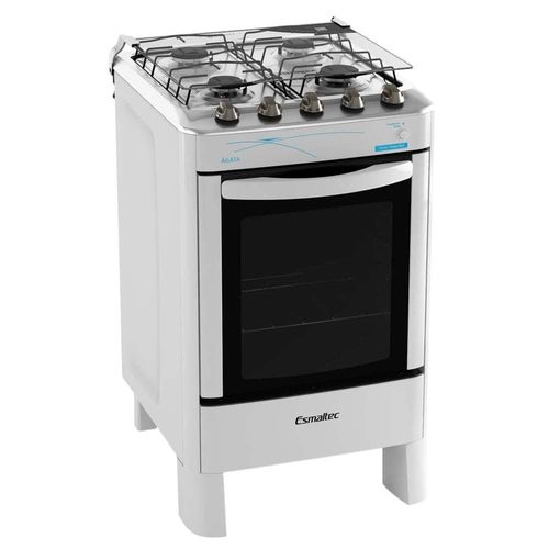 Fogão Esmaltec 4 Bocas Ágata 4062 com Mesa de Inox e Acendimento Automático Bivolt - Branco