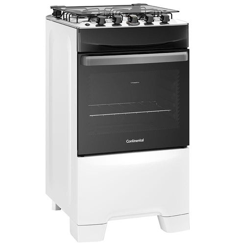 Fogão Continental 4 Bocas FC4IB com Mesa de Inox, Tecnologia Top Limpa Fácil e Acendimento Automático – Branco