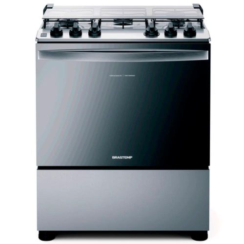Fogão Brastemp 5 Bocas BFS5NCR com Mesa de Inox Botões Removíveis e Exclusivo Aro Protetor Bivolt - Inox