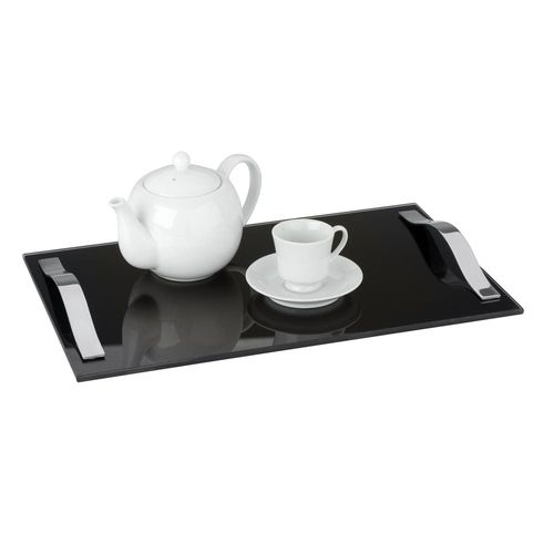 Bandeja Retangular Forma Andrea Slim com Alça em Vidro - 40 cm