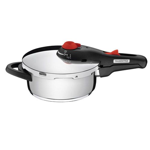 Panela de Pressão 3 L Tramontina Solar em Aço Inox com Fundo Triplo e 5 Dispositivos de Segurança Inox