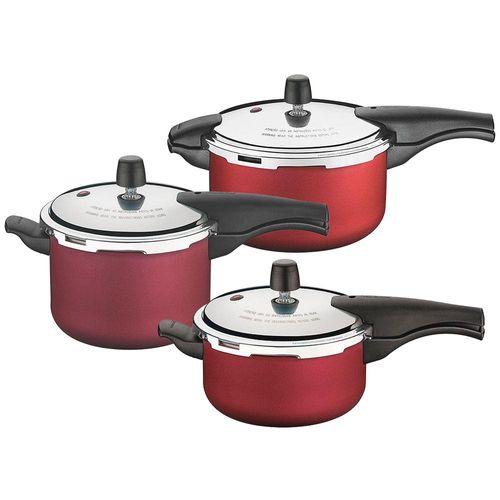 Conjunto de Panelas de Pressão Tramontina Vancouver 3L + 4,5L + 6L - Cereja