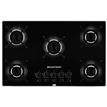 Cooktop a Gás Brastemp BDD75AE 5 Bocas com Vidro Temperado Preto e Acendimento Automático Encaixe Perfeito Bivolt - Preto