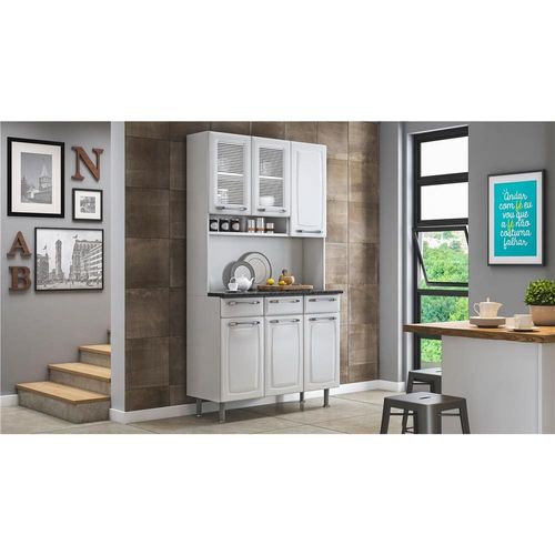 Cozinha Compacta Itatiaia Prisma com 6 Portas e 3 Gavetas - 105cm de largura Branco