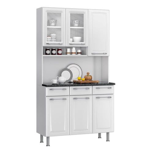 Cozinha Compacta Itatiaia Prisma com 6 Portas e 3 Gavetas - 105cm de largura Branco