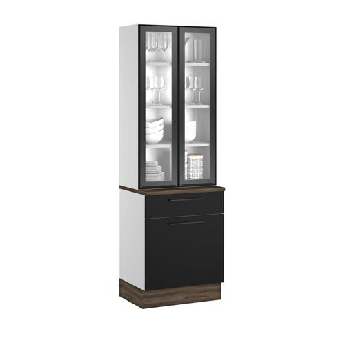 Paneleiro Itatiaia Exclusive com 3 Portas e 1 Gaveta Preto/Castanho/Branco