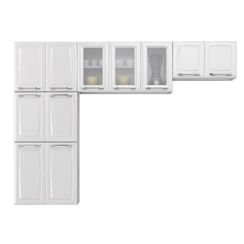 Cozinha Compacta Itatiaia Diamante com 11 Portas e 9 Prateleiras - 245cm de largura Branco