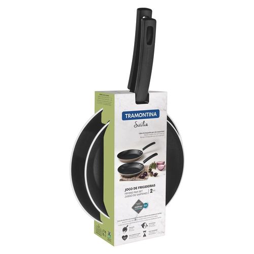 Conjunto de Frigideiras Tramontina Sicilia com Revestimento Antiaderente Starflon Excellent Cinza – 2 Peças