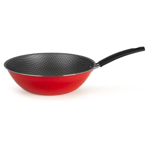 Frigideira Wok Multiflon Essencial Oriental com Revestimento Antiaderente Ultra 7 Vermelha - 28 cm