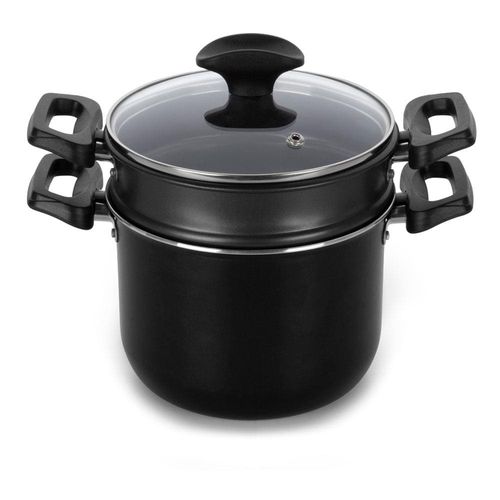 Cuscuzeira Multiflon Induct+ Antiaderente Quartzo Preta - 16 cm