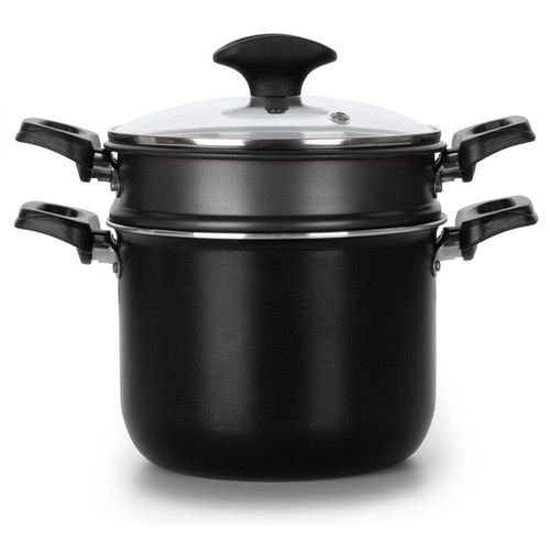 Cuscuzeira Multiflon Induct+ Antiaderente Quartzo Preta - 16 cm