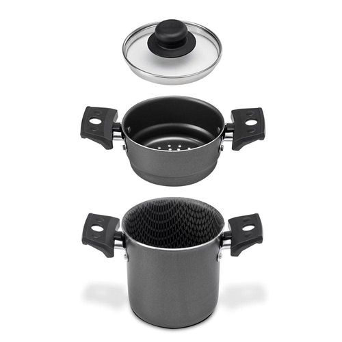 Mini Cuscuzeira Multiflon Antiaderente com Alça TPA Versátil - Cinza
