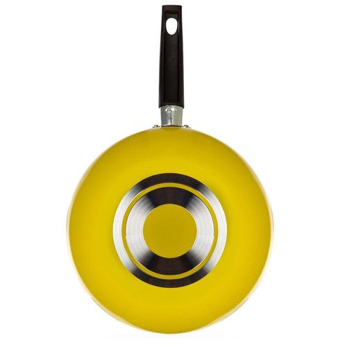 Frigideira Wok Amarela Multiflon com Cabo e Antiaderente - 24cm