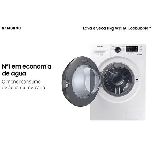 Lava e Seca Samsung WD11A 3 em 1 Branca com Ecobubble e Lavagem a Seco WD11A4453BW – 11 kg 110V