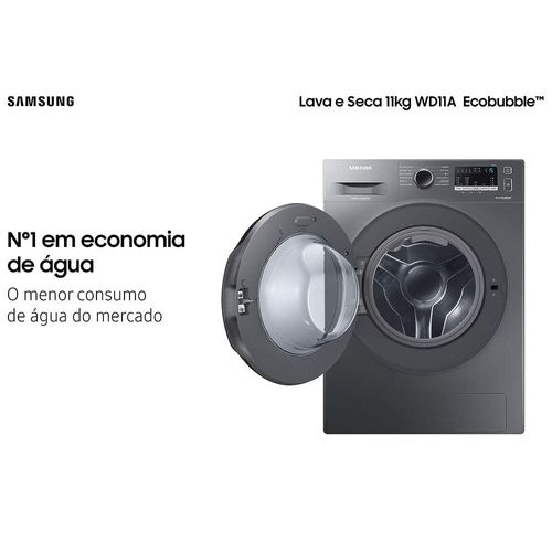 Lava e Seca Samsung WD11A 3 em 1 Inox Look com Ecobubble e Lavagem a Seco WD11A4453BX – 11 kg 220V