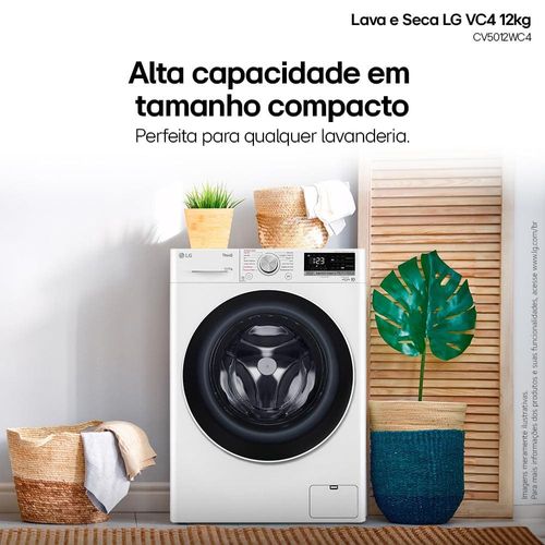 Lava e Seca LG 12Kg/7Kg Smart VC4 com Inteligência Artificial AI DD™ CV5012WC4 - Branca 220V