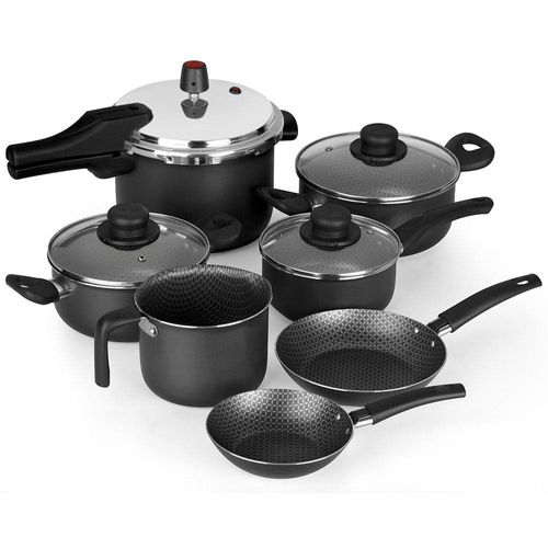Conjunto de Panelas 7 Peças Multiflon Gourmet com Revestimento Antiaderente Ultra7 e Panela de Pressão - Preto