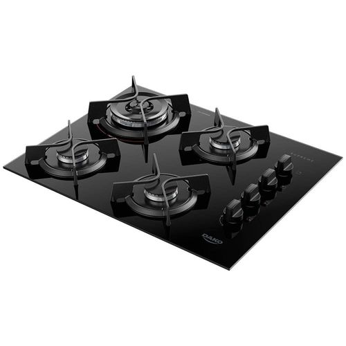 Cooktop a Gás 4 Bocas Dako Supreme com Queimador Tripla Chama Preto – Bivolt