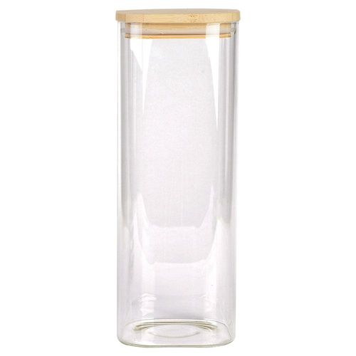 Porta Mantimentos Quadrado Dynasty em Vidro Borossilicato com Tampa de Bambu – 1,9L