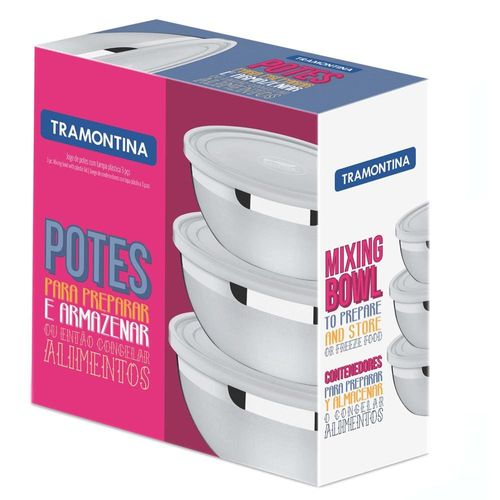 Conjunto de Potes Tramontina 64220210 em Aço Inox e Plástico - 3 Peças