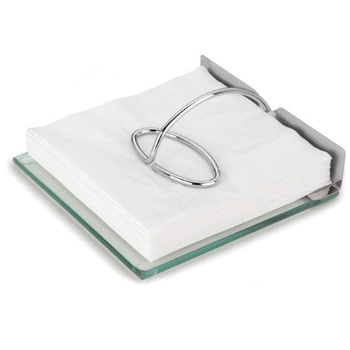 Porta-guardanapo Forma Slim 2719/E em Inox e Vidro - 19 cm