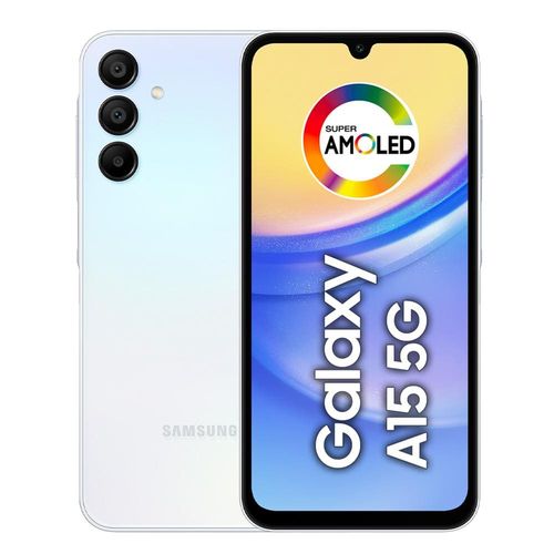 Smartphone Samsung Galaxy A15 5G Azul Claro 256GB, 8GB RAM, Processador Octa-Core, Câmera Tripla Traseira, Tela Super Amoled de 6.5" 90Hz