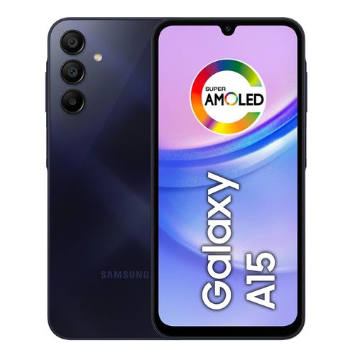 Smartphone Samsung Galaxy A15 4G Azul Escuro 128GB, 4GB RAM, Processador Octa-Core, Câmera Tripla Traseira, Selfie de 13MP, Tela Infinita de 6.5" 90Hz