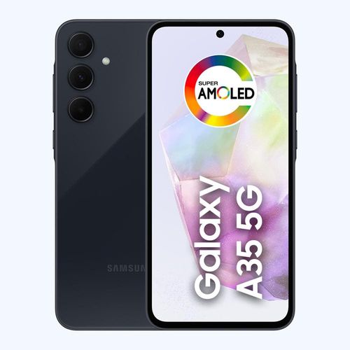 Smartphone Samsung Galaxy A35 5G 128GB Azul Escuro 6GB de RAM Câmera Tripla Traseira de até 50MP Selfie de 13MP Tela super AMOLED de 6,6”