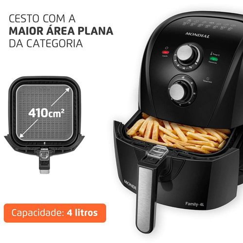 Fritadeira Elétrica Sem Óleo Air Fryer Mondial Family AFN40FB 4 L – Preta 220V