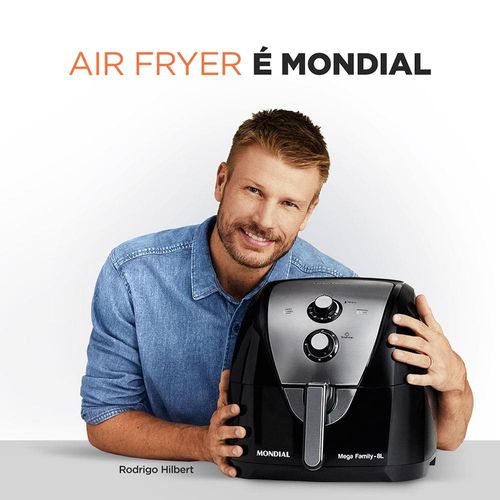 Fritadeira Elétrica Sem Óleo Air Fryer Mondial Mega Family AFN-80-BI 8L – Preta/Inox 110V