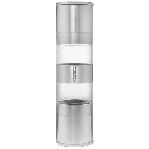 Moedor Duplo para Sal e Pimenta Tramontina Realce em Aço Inox e Acrílico – Transparente/Inox
