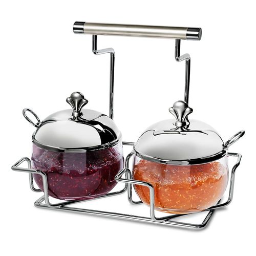 Porta Condimento Brinox Argento com Colher e 3 Peças – Aço Inox