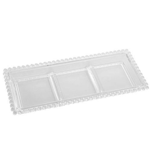Petisqueira com 3 Divisórias Wolff Gourmet em Cristal Transparente - 30 cm
