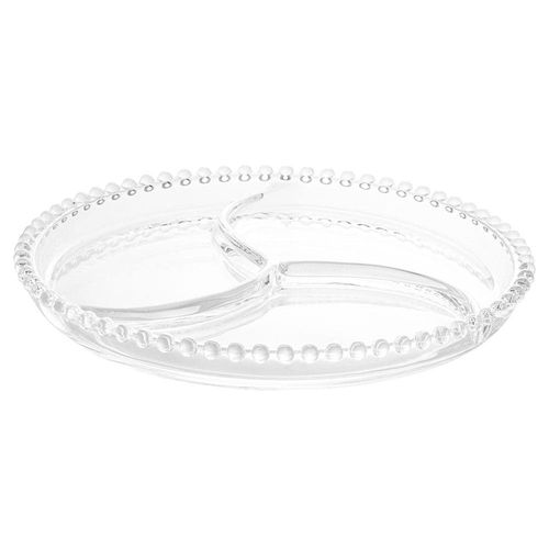 Petisqueira Redonda com 3 Divisórias Wolff Gourmet em Cristal Transparente - 23 cm