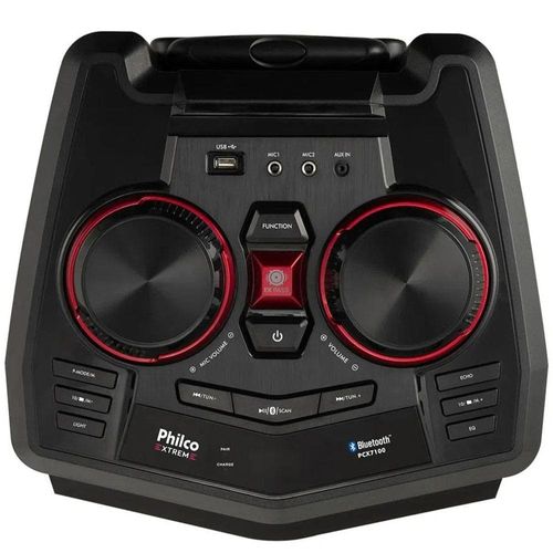 Caixa de Som Amplificada Philco PCX7100 com Flash Lights, Bluetooth, Rádio FM, Entrada USB e Bateria interna - 750W