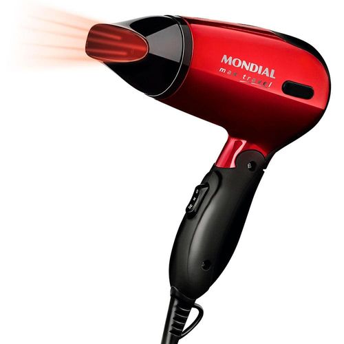 Secador de Cabelos Mondial Max Travel SC-10 1200W Bivolt - Preto/Vermelho