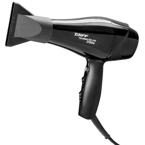 Kit Secador de Cabelos Motor AC Profissional 2100W + Chapinha | Prancha Taiff Clássica Cerâmica 180°C Preto Taiff Bivolt 110v
